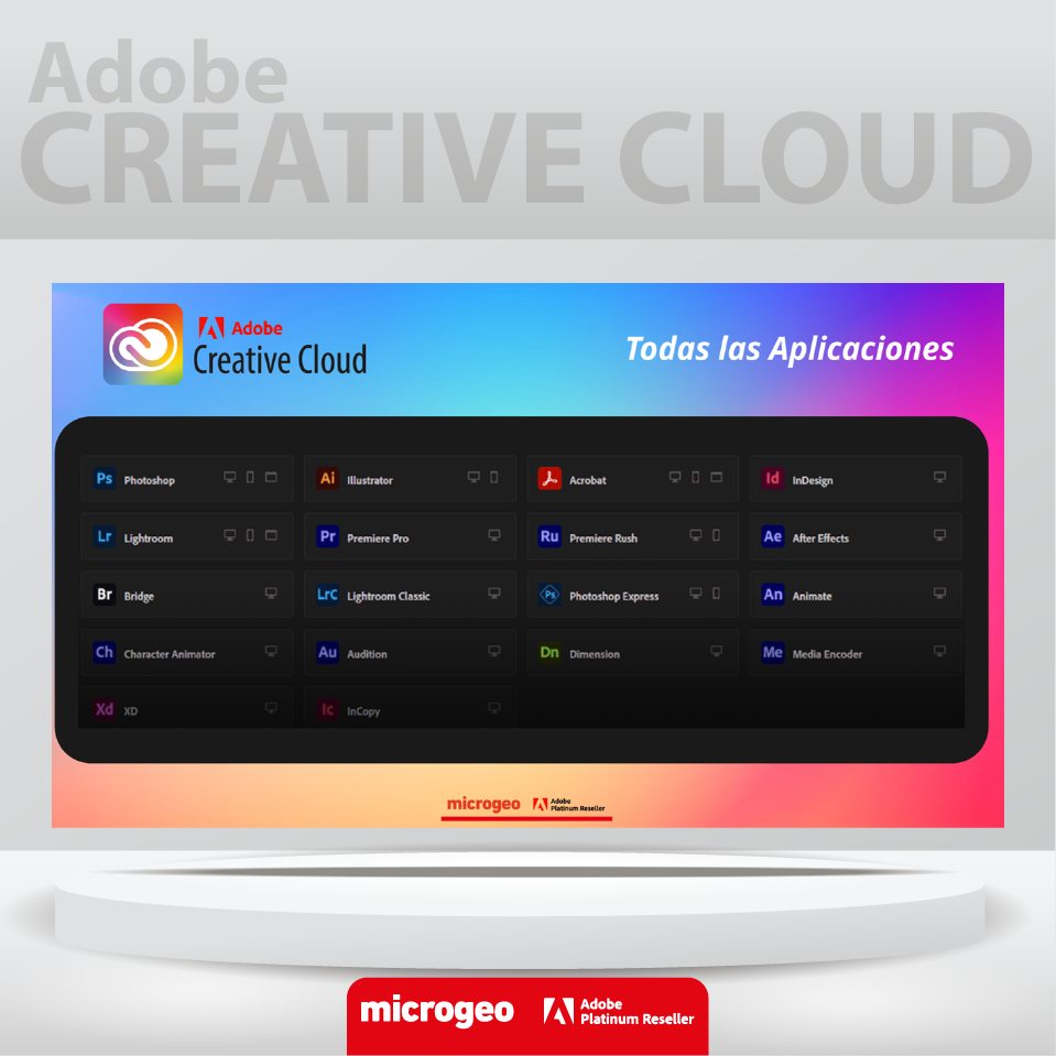 Creative Cloud Pro/ for teams / Suscripción Anual 1 Usuario– All Apps / +20 apps para diseño, video, web, IA y más (incluye Firefly) / Licencia 100% original