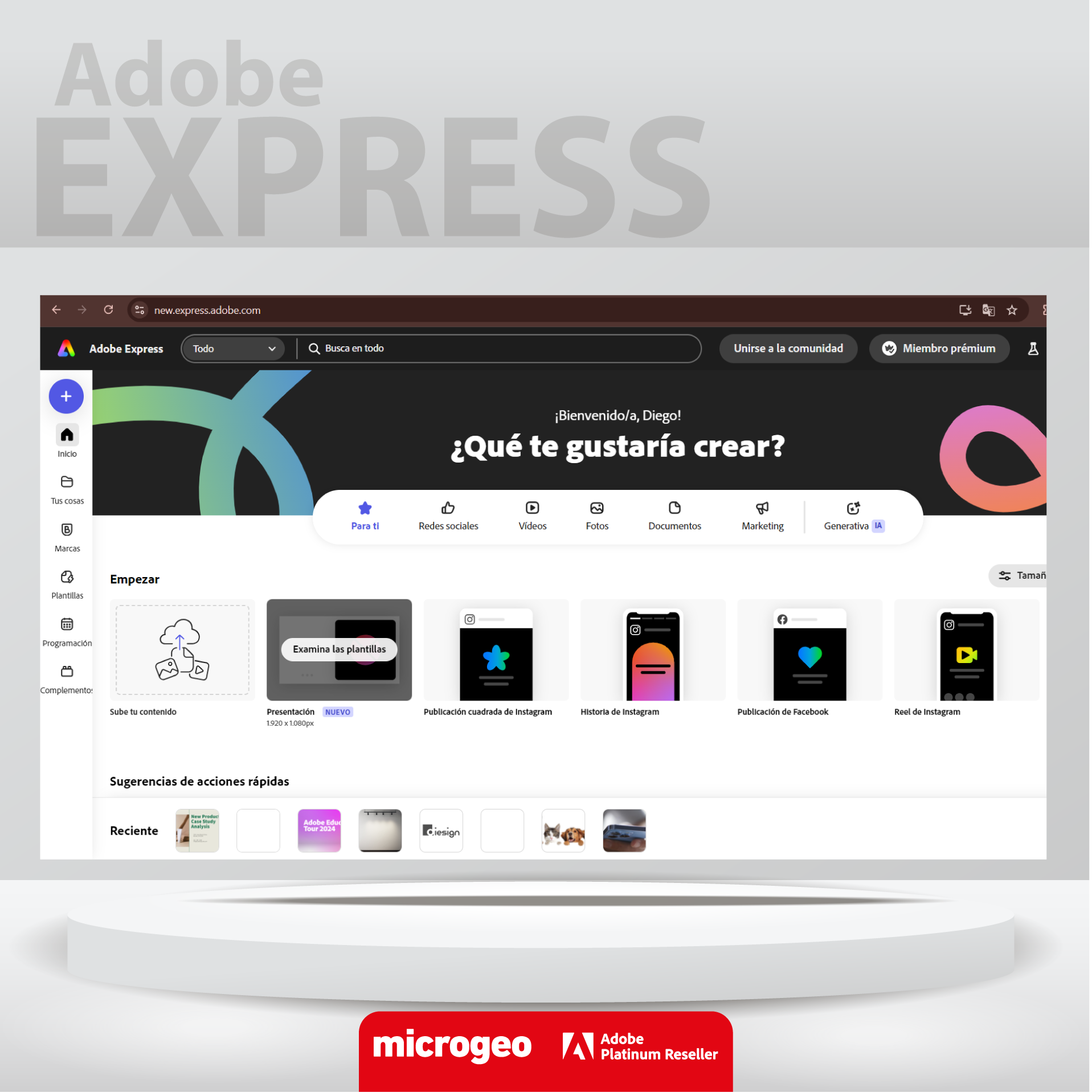 Adobe Express / App todo en uno: IA, Diseño, Video, Redes y mucho más (con Firefly) / Licencia 100% original